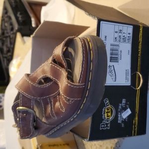 Dr. Martens Peanut Grizzly Open Toe Overlap Sandal